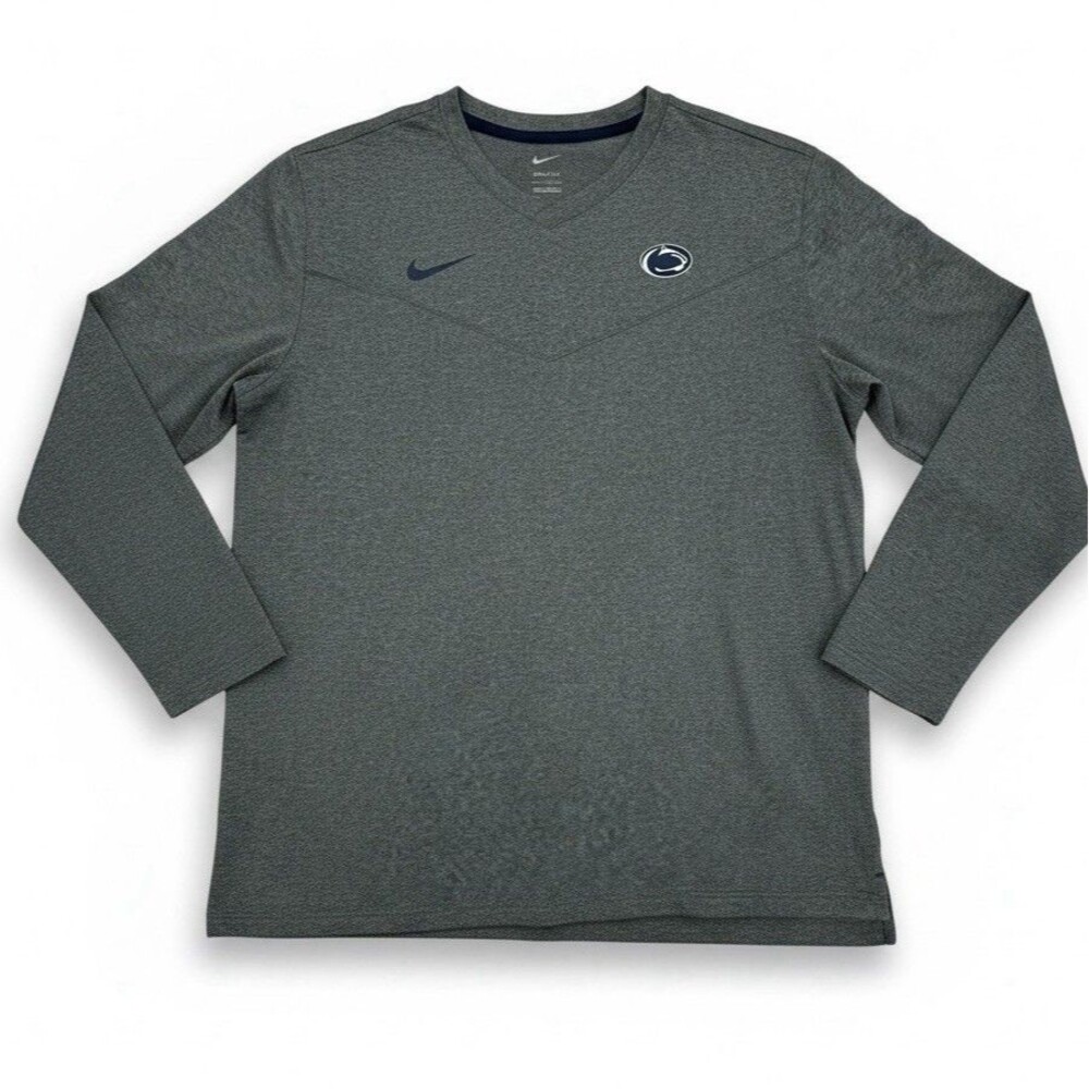 Mens XL Nike On-Field Dri-Fit Penn State Nittany Lions Gray Coach Perform LS Tee